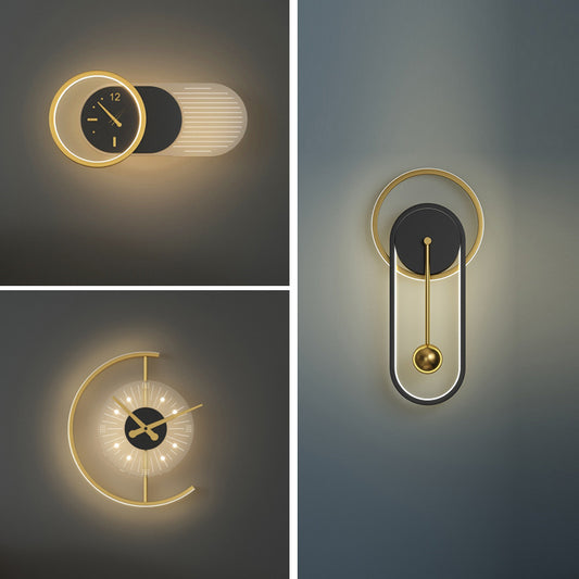 Nordic Minimalist Mute Clock Wall Lamp